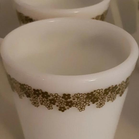 Lot of 8 Vintage Pyrex / Corning Ware USA white/green Coffee Mug / Cup 300ml #13 - Picture 5 of 5